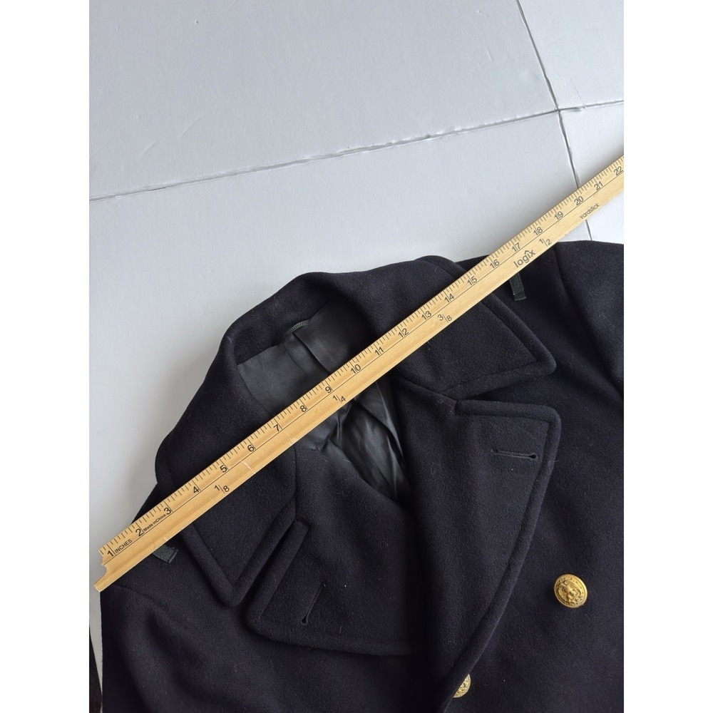 VTG U.S. Navy Mens Double Breasted 100% Wool Gold Button Peacoat Navy Blue 38XL - Picture 12 of 13